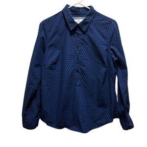 Vineyard Vines Women's Navy Polka Dot Roll Tab Sleeve Shirt Size 10
